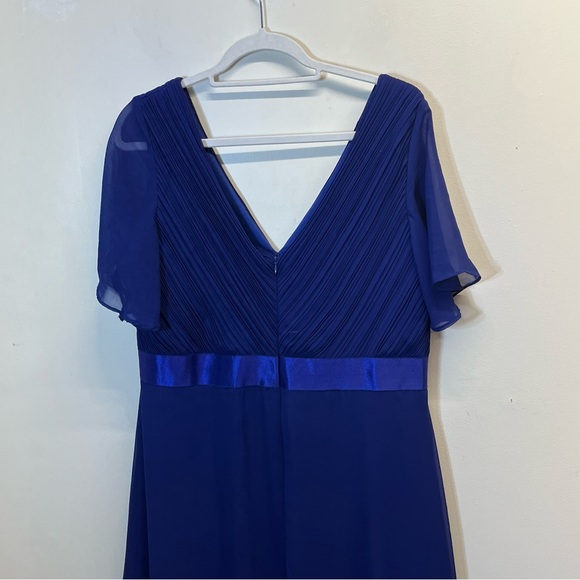 NWT Ever-Pretty Royal Movie Flutter Sleeve V-Neck Long Evening Dress Gown Sz 20 - Picture 7 of 11
